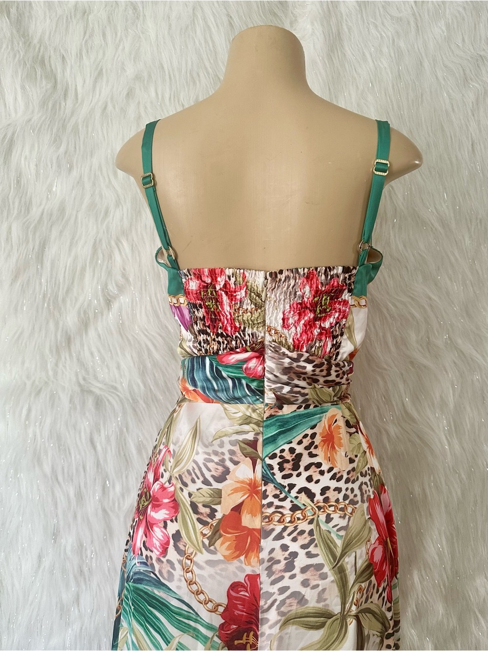 GUESS Tropical Floral Maxi Dress with Green Accents - Picture 3 of 6